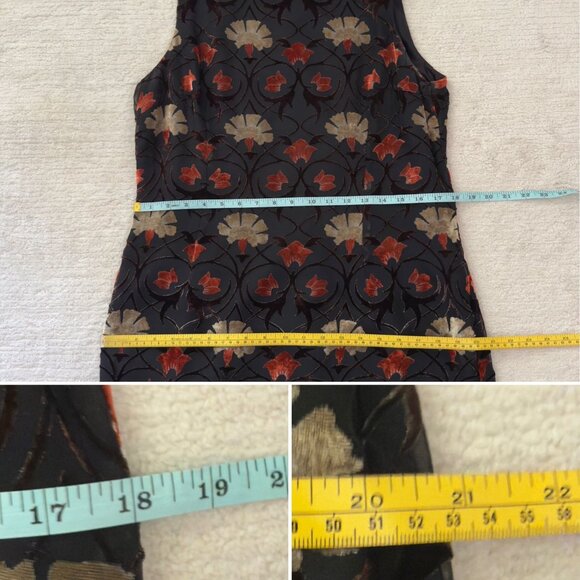 Maggy London Burnout Velvet Dress Sz 14 Floral Sheath Vintage 1990s Party Style - Picture 9 of 12